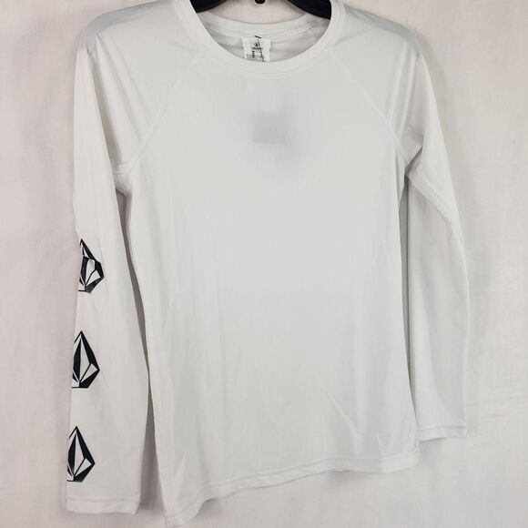 Volcom Shirt Womens Medium White Simply Core Long Sleeve Rash Guard UPF 50+ Swim - Picture 3 of 9